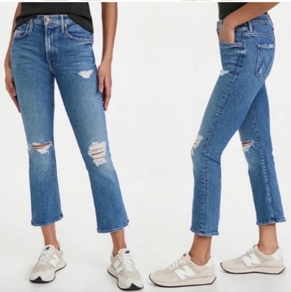 MOTHER THE INSIDER ANKLE DOOM & BLOOM HI RISE ANKLE FLARE BOOTCUT STRETCH DENIM - Picture 1 of 16